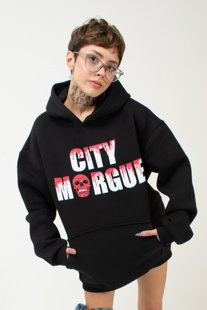 No27 Oversize Special Üretim Yüksek Kalite City Morgue Tasarım Unisex Sweatshirt