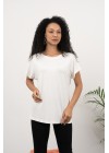 Beyaz Sırtı Kanatlı İnci Detaylı T-Shirt