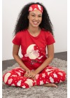 Kırmızı Ay Ve Bulut Baskılı 3'lü Pijama Takım