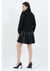 Siyah Eteği Piliseli Sweat Elbise