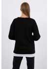 Siyah Tişört Detaylı Baskılı Sweatshirt