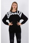 Siyah Brooklyn Baskılı Sweatshirt
