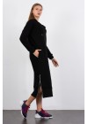 Siyah Etekleri Fermuarlı Sweat Elbise