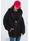 Oversize Fermuarlı Siyah Şardonlu Sweatshirt