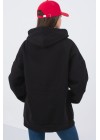 Oversize Fermuarlı Siyah Şardonlu Sweatshirt